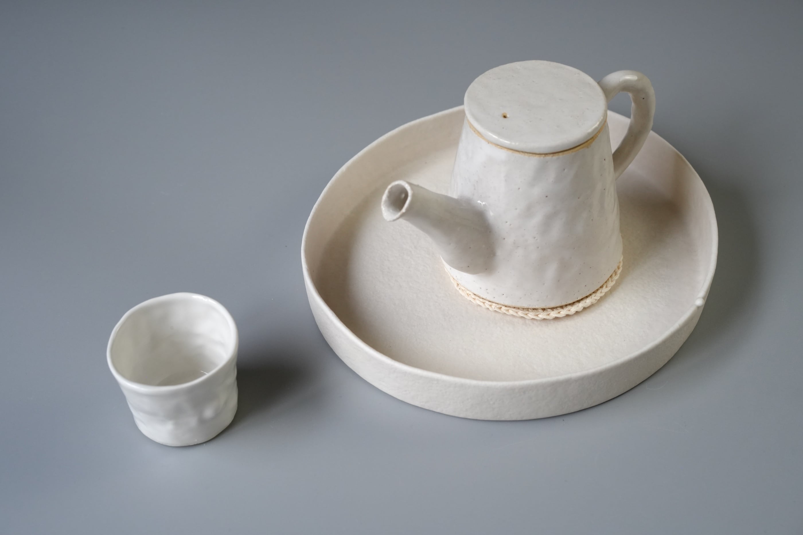 Sawa Isshiki Handbuilt White Glazed Teapot | Japanese Ceramic Kyusu Tea Pot | Handmade Pottery Teaware