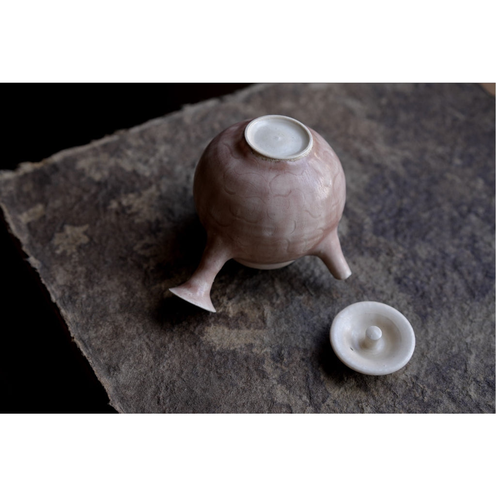 Handmade Kazuma Magari Red Porcelain Teapot, Japanese Kyusu, Studio Pottery Tea Set