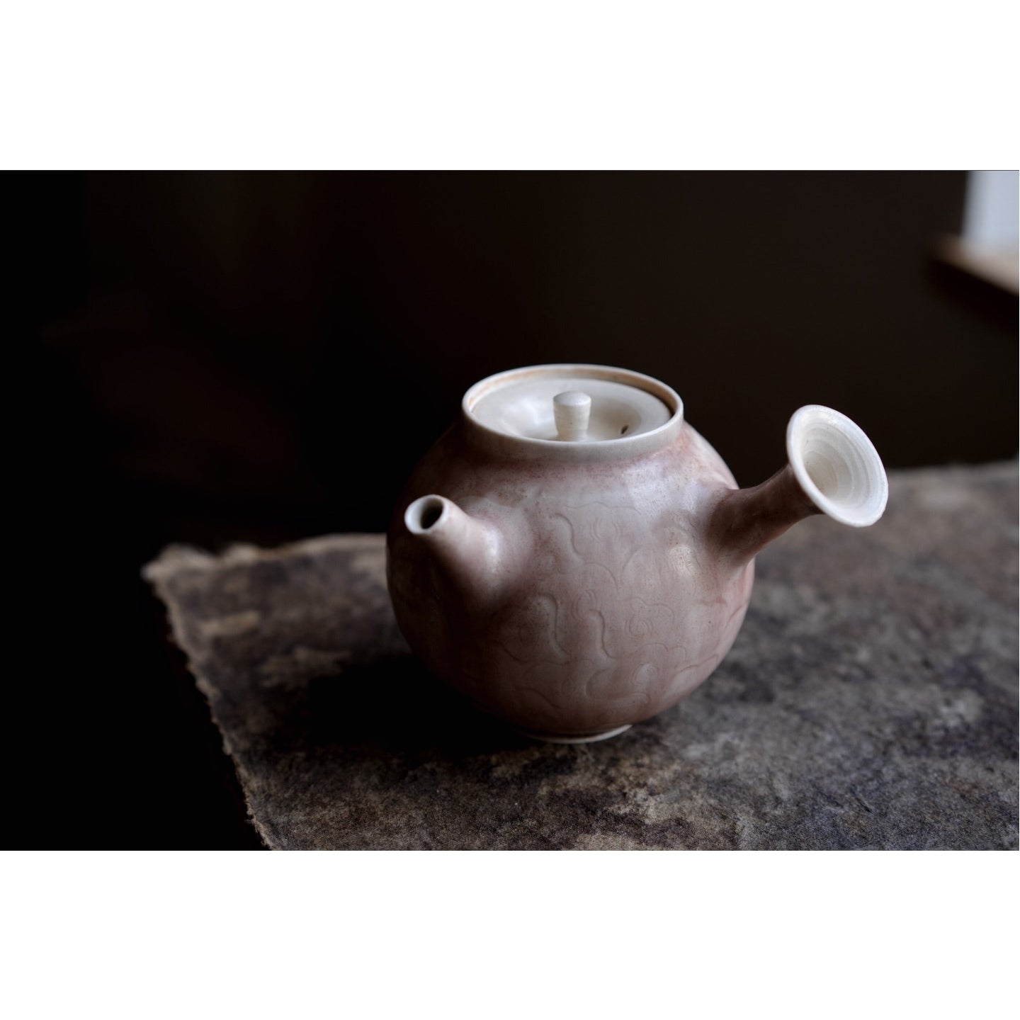 Handmade Kazuma Magari Red Porcelain Teapot, Japanese Kyusu, Studio Pottery Tea Set
