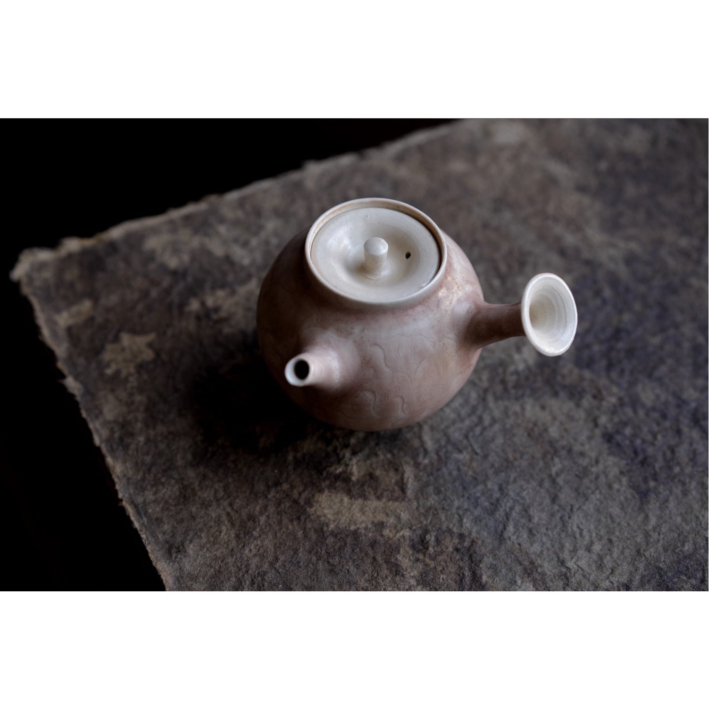 Handmade Kazuma Magari Red Porcelain Teapot, Japanese Kyusu, Studio Pottery Tea Set