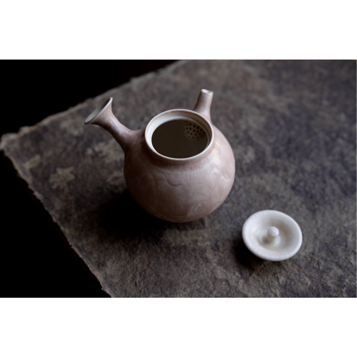Handmade Kazuma Magari Red Porcelain Teapot, Japanese Kyusu, Studio Pottery Tea Set