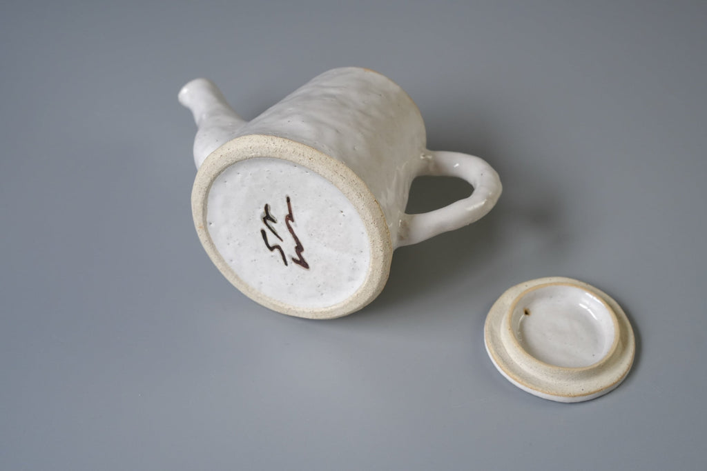 Sawa Isshiki Handbuilt White Glazed Teapot | Japanese Ceramic Kyusu Tea Pot | Handmade Pottery Teaware
