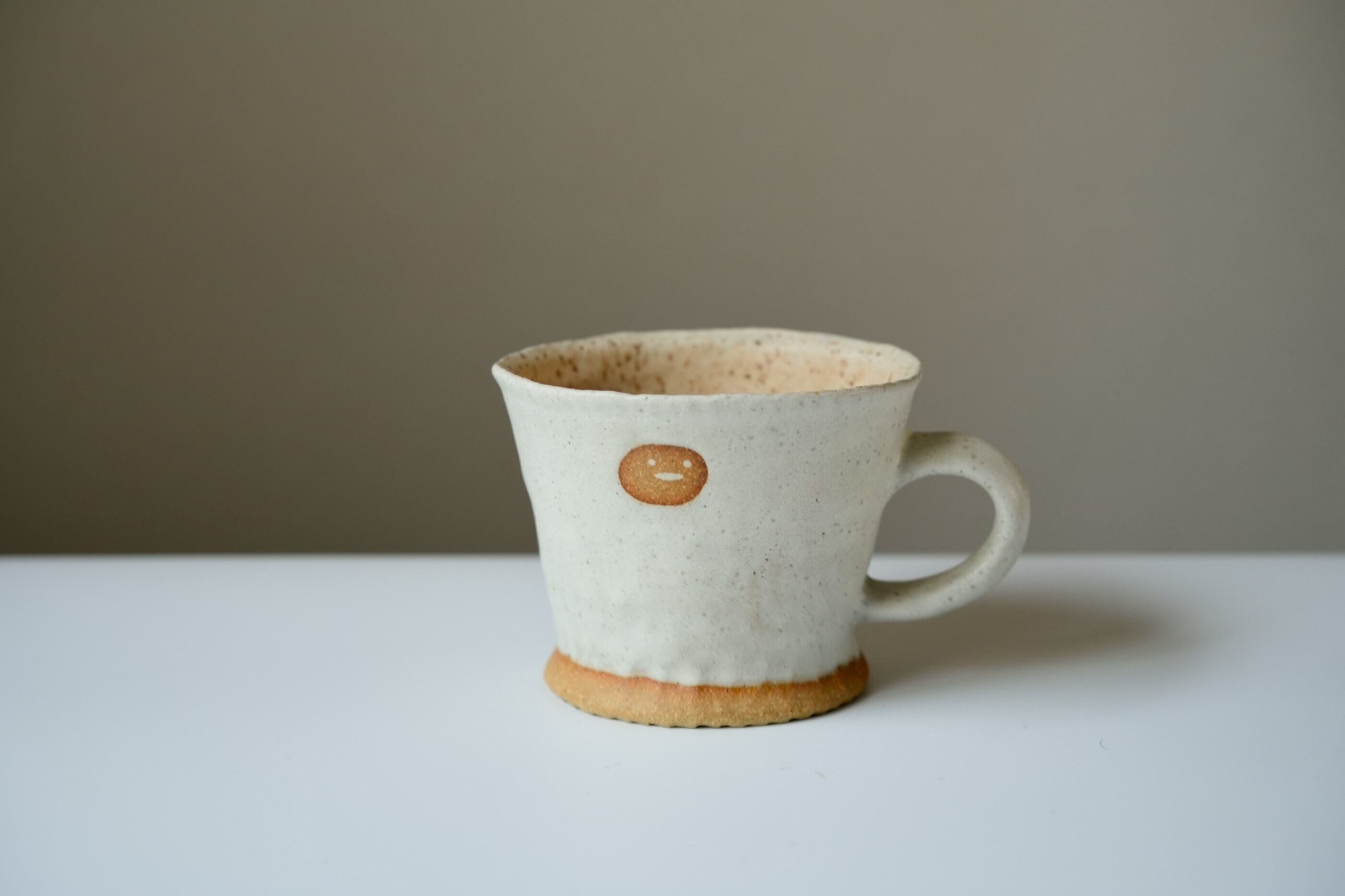 Handmade Ceramic Mug, Taiwan Pottery, Minimalist Artisan Coffee Cup, Face Design